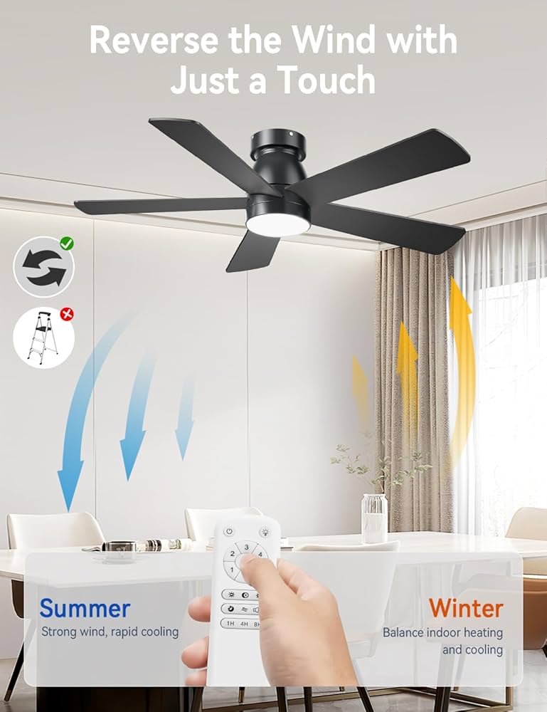 Ventilador de techo reversible con control remoto